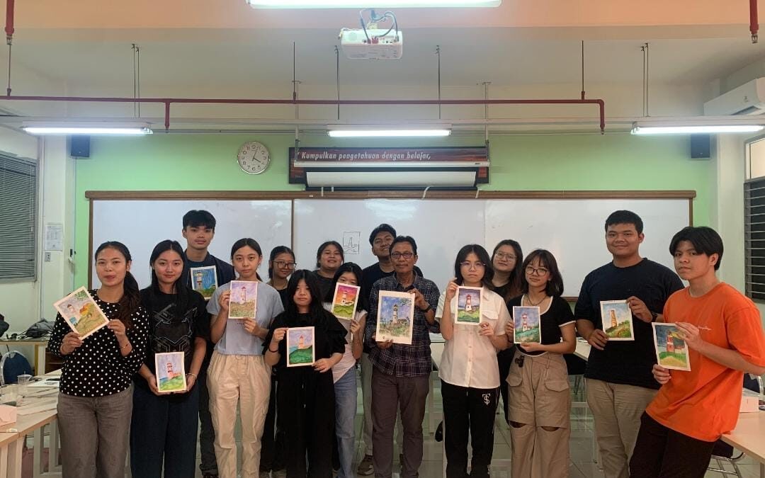 Inside the Color Mind: Mahasiswa Bereksperimen dengan Cat Air dalam Workshop TKMDII Interior Untar